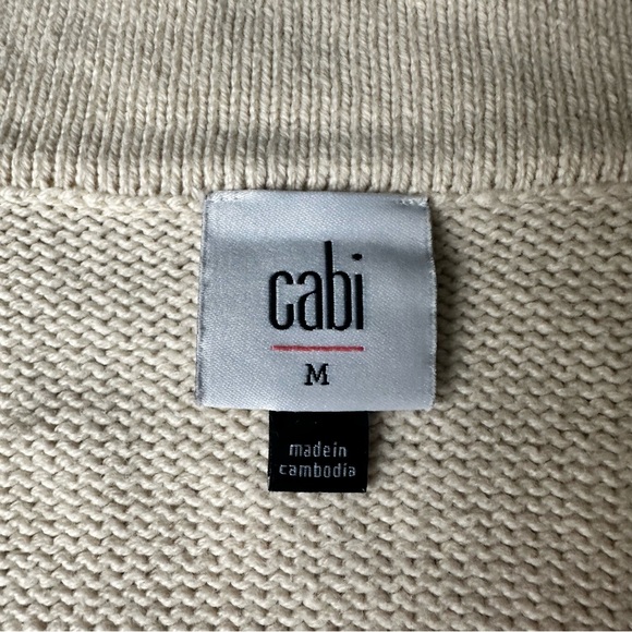 CABI 6169 Retro Neutral Ivory Knit Cardigan Sweater Women’s Size Medium - Picture 10 of 12